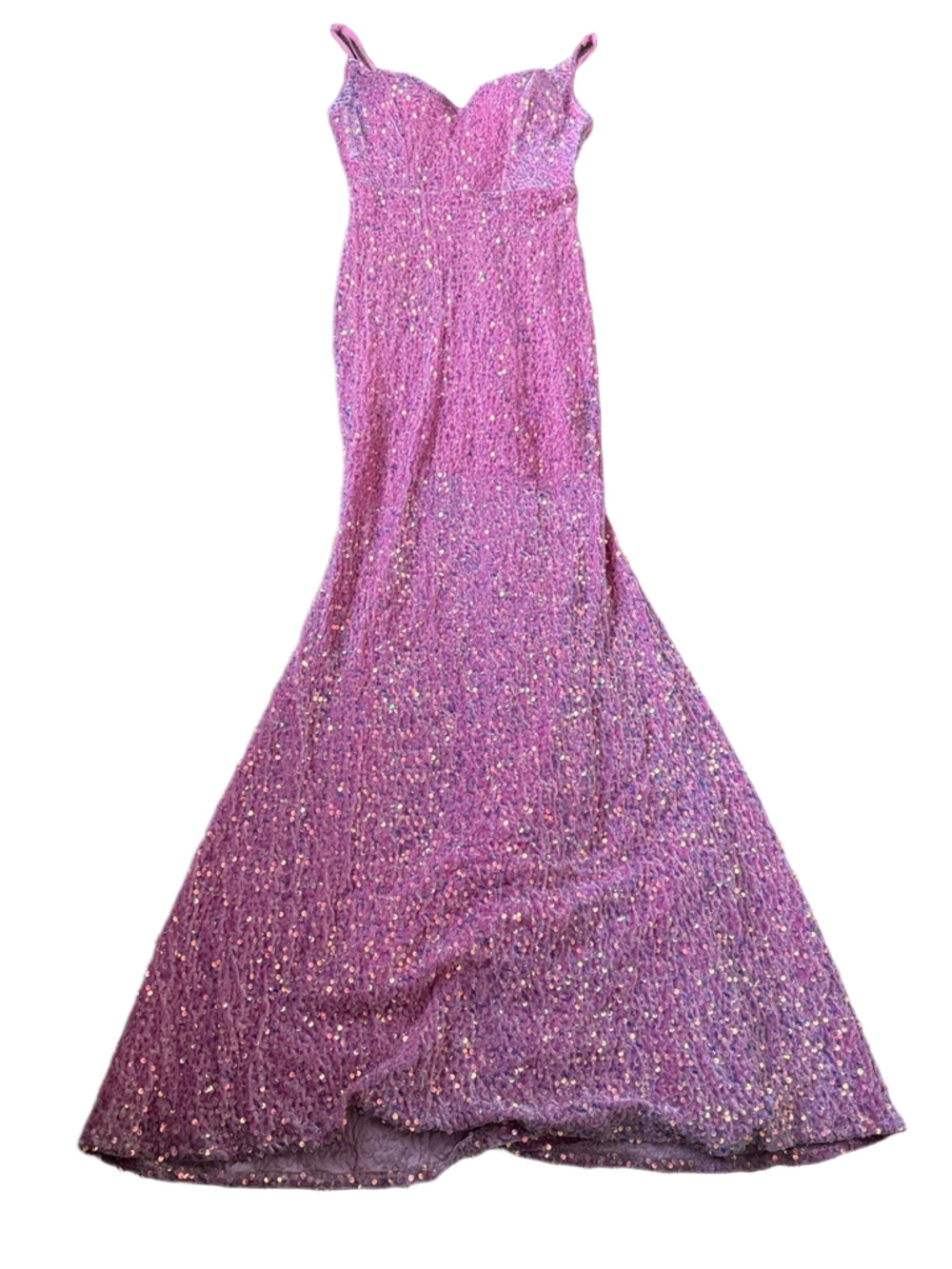 Faeriesty Pink Sequin Mermaid Maxi Dress Spaghetti Strap Formal SIZE S